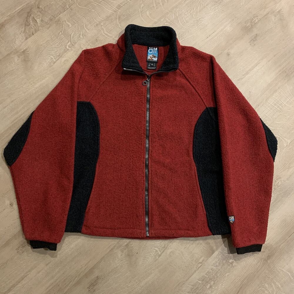 Vintage ALF by Kuhl Glacier Fleece Full Zip Up Jacket Women's Size XL Red Black